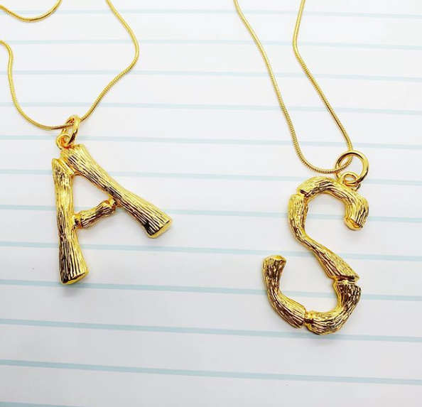 Gold Plated Bamboo Necklace | Initial Necklace Bamboo | Initial Letter  Necklace - 26 - Aliexpress